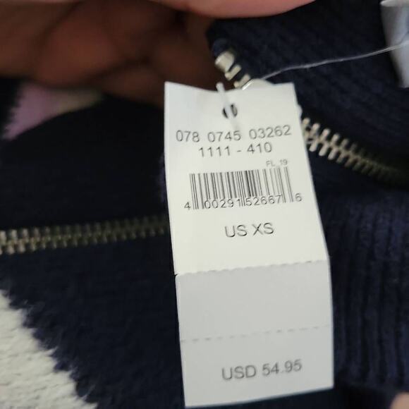 Aerie Women's Soft & Cozy Half Zip Pullover Alpine Striped Sweater Navy Size XS - Picture 6 of 8